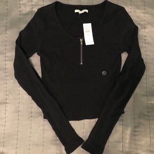 American Eagle Quarter-Zip Long Sleeve Tee